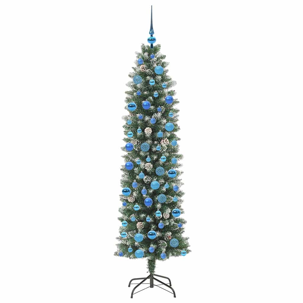 Artificial Slim Christmas Tree Green and White 180 cm