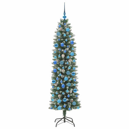 Artificial Slim Christmas Tree Green and White 180 cm