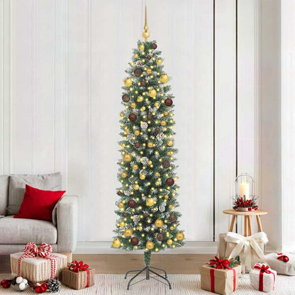 Artificial Slim Christmas Tree Green and White 210 cm