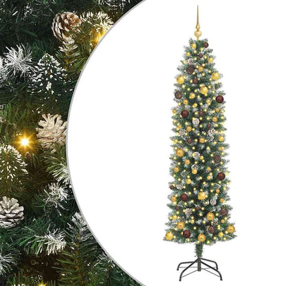 Artificial Slim Christmas Tree Green and White 210 cm