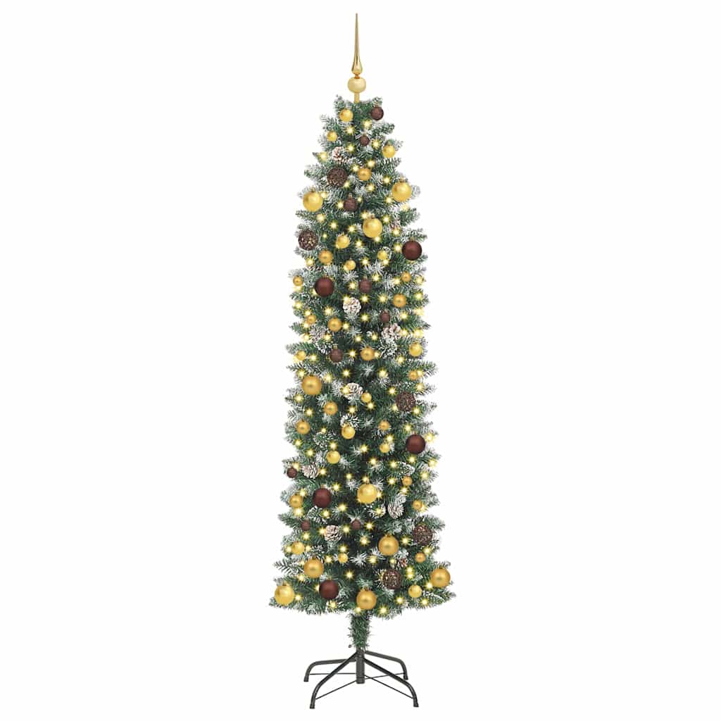 Artificial Slim Christmas Tree Green and White 210 cm