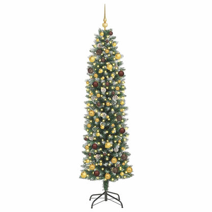 Artificial Slim Christmas Tree Green and White 210 cm