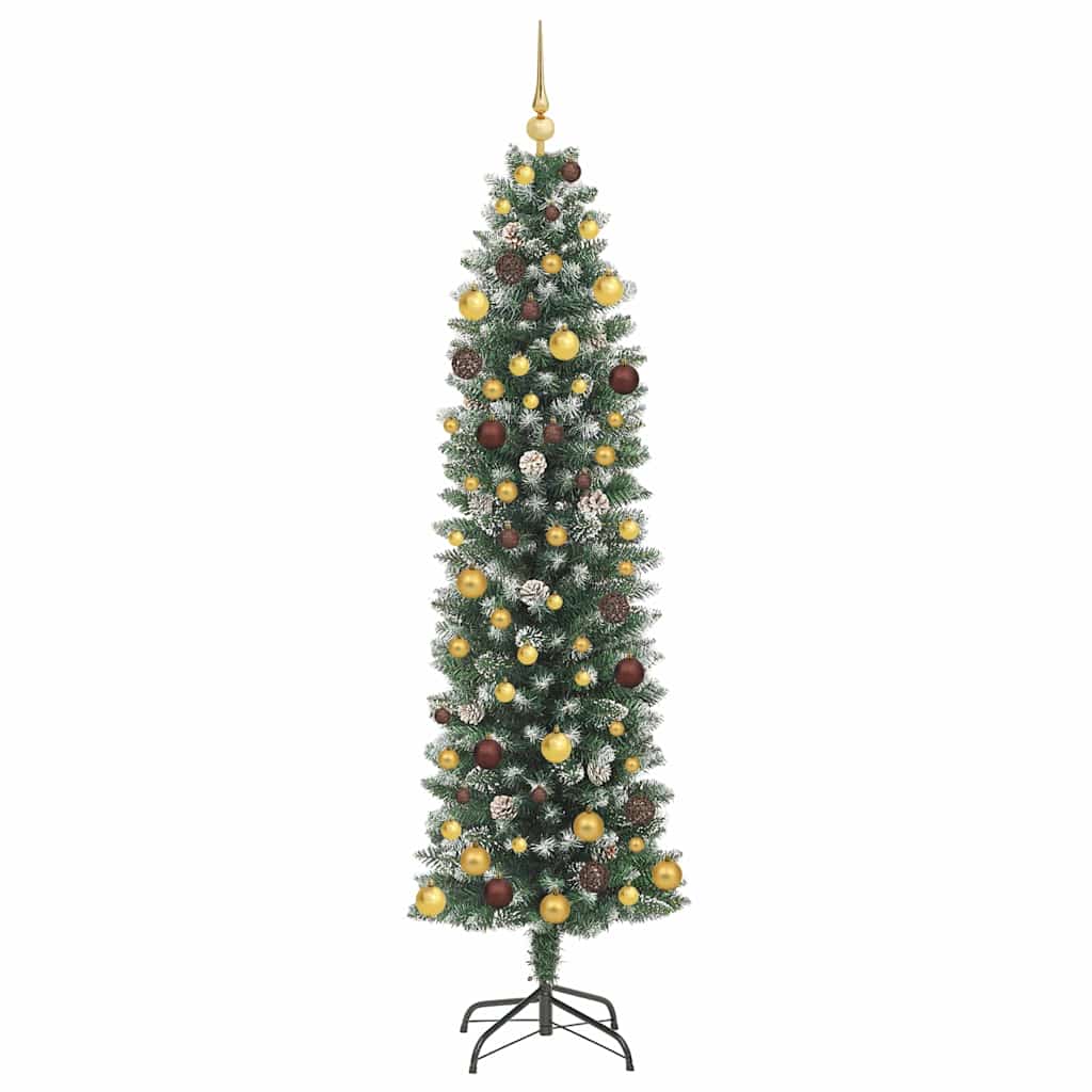 Artificial Slim Christmas Tree Green and White 210 cm