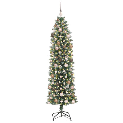 Artificial Slim Christmas Tree with 300 LEDs Green 82.68 in