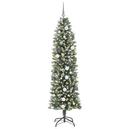 Artificial Slim Christmas Tree with 300 LEDs Green 82.68 in