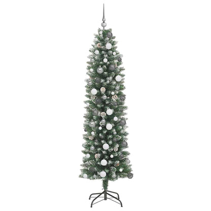Artificial Slim Christmas Tree with 300 LEDs Green 82.68 in
