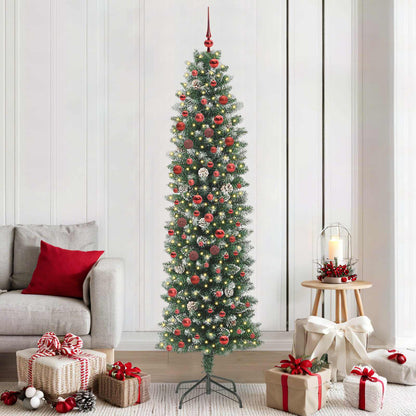 Artificial Slim Christmas Tree Green and White 210 cm