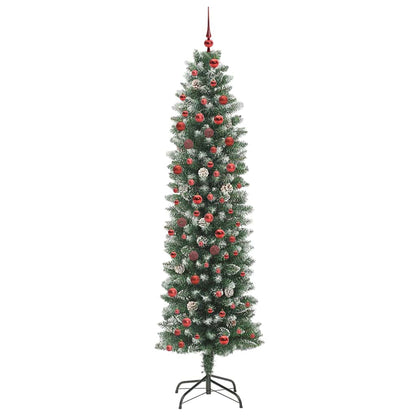 Artificial Slim Christmas Tree Green and White 210 cm