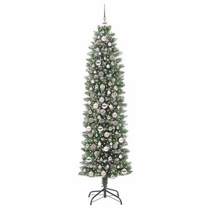Artificial Slim Christmas Tree Green and White 210 cm