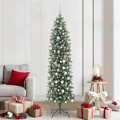 Artificial Slim Christmas Tree Green and White 210 cm
