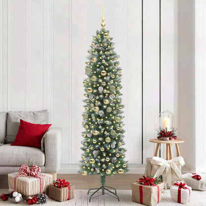 Artificial Slim Christmas Tree Green and White 210 cm
