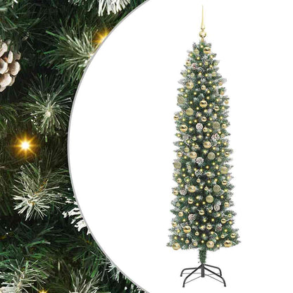 Artificial Slim Christmas Tree Green and White 210 cm