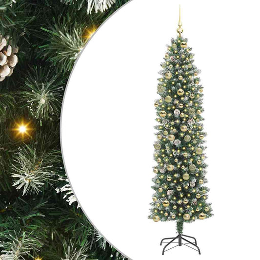Artificial Slim Christmas Tree Green and White 210 cm
