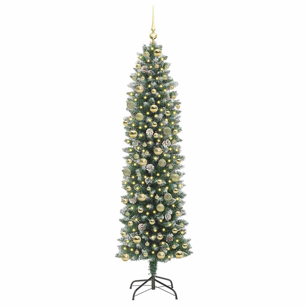 Artificial Slim Christmas Tree Green and White 210 cm