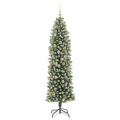 Artificial Slim Christmas Tree Green and White 210 cm