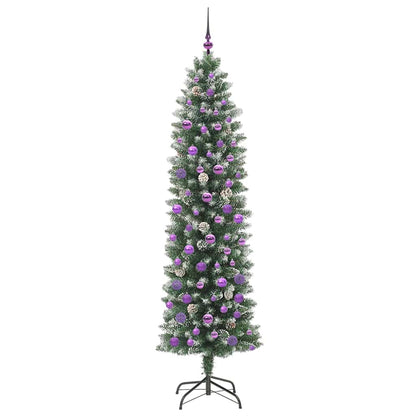 Artificial Slim Christmas Tree Green and White 210 cm