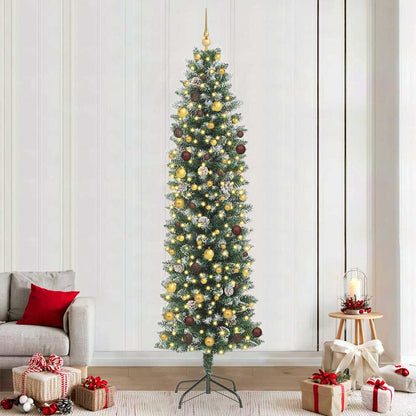 Artificial Slim Christmas Tree Green and White 240 cm