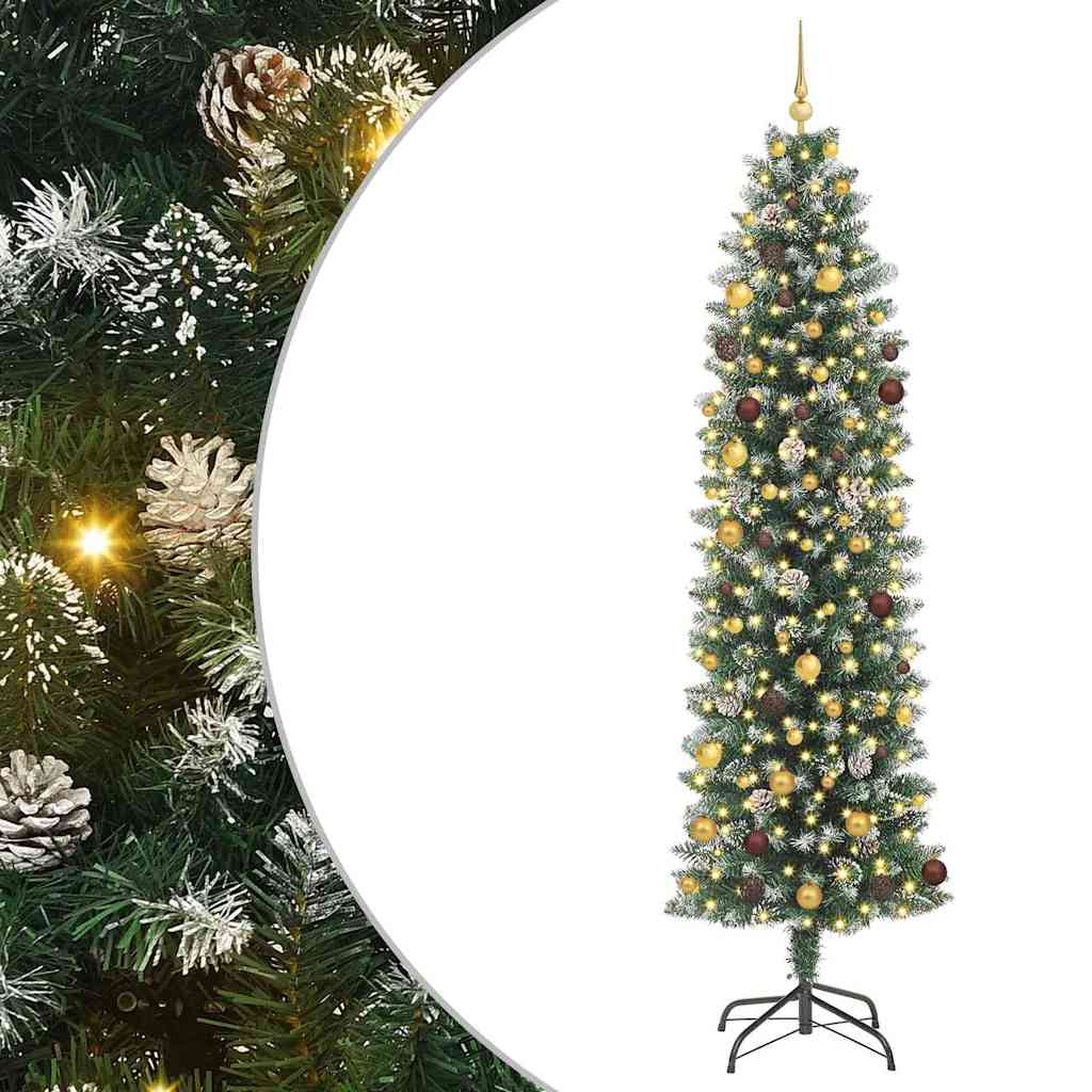 Artificial Slim Christmas Tree Green and White 240 cm