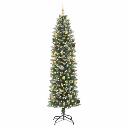 Artificial Slim Christmas Tree Green and White 240 cm