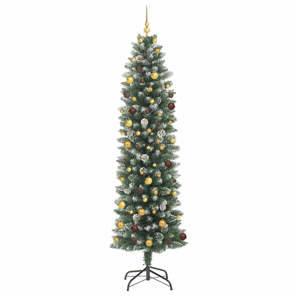 Artificial Slim Christmas Tree Green and White 240 cm