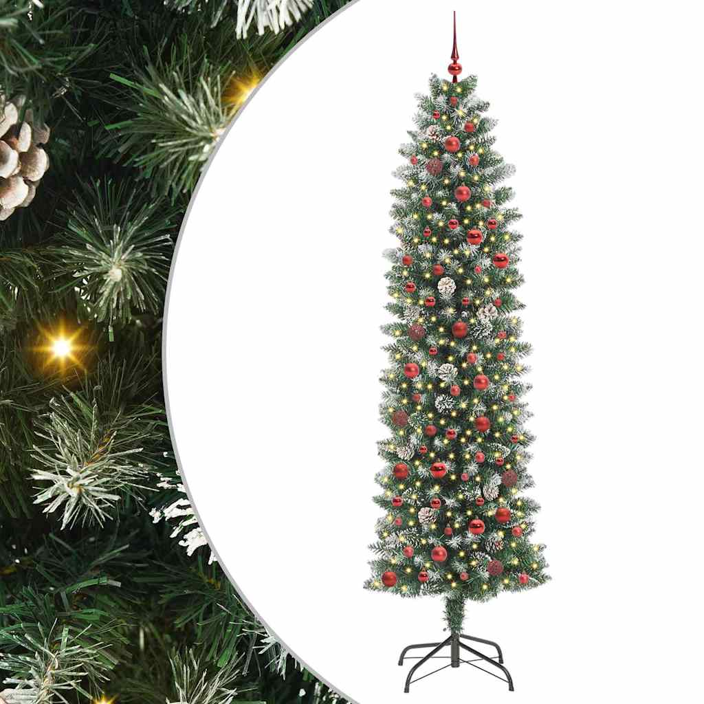Artificial Slim Christmas Tree Green and White 240 cm