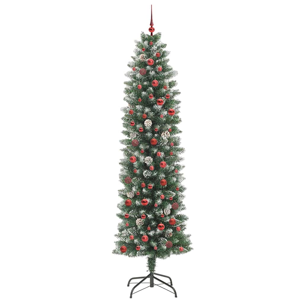 Artificial Slim Christmas Tree Green and White 240 cm