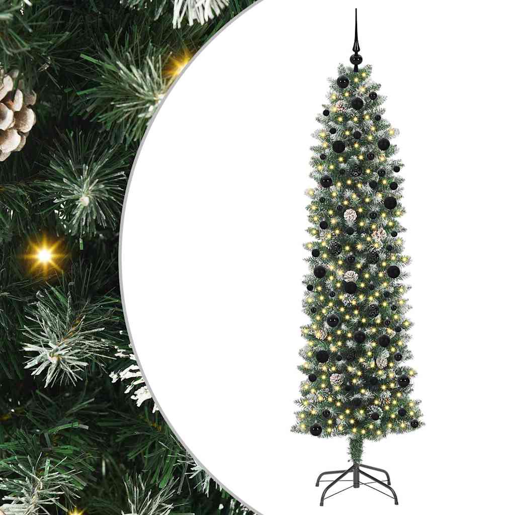 Artificial Slim Christmas Tree Green and White 240 cm