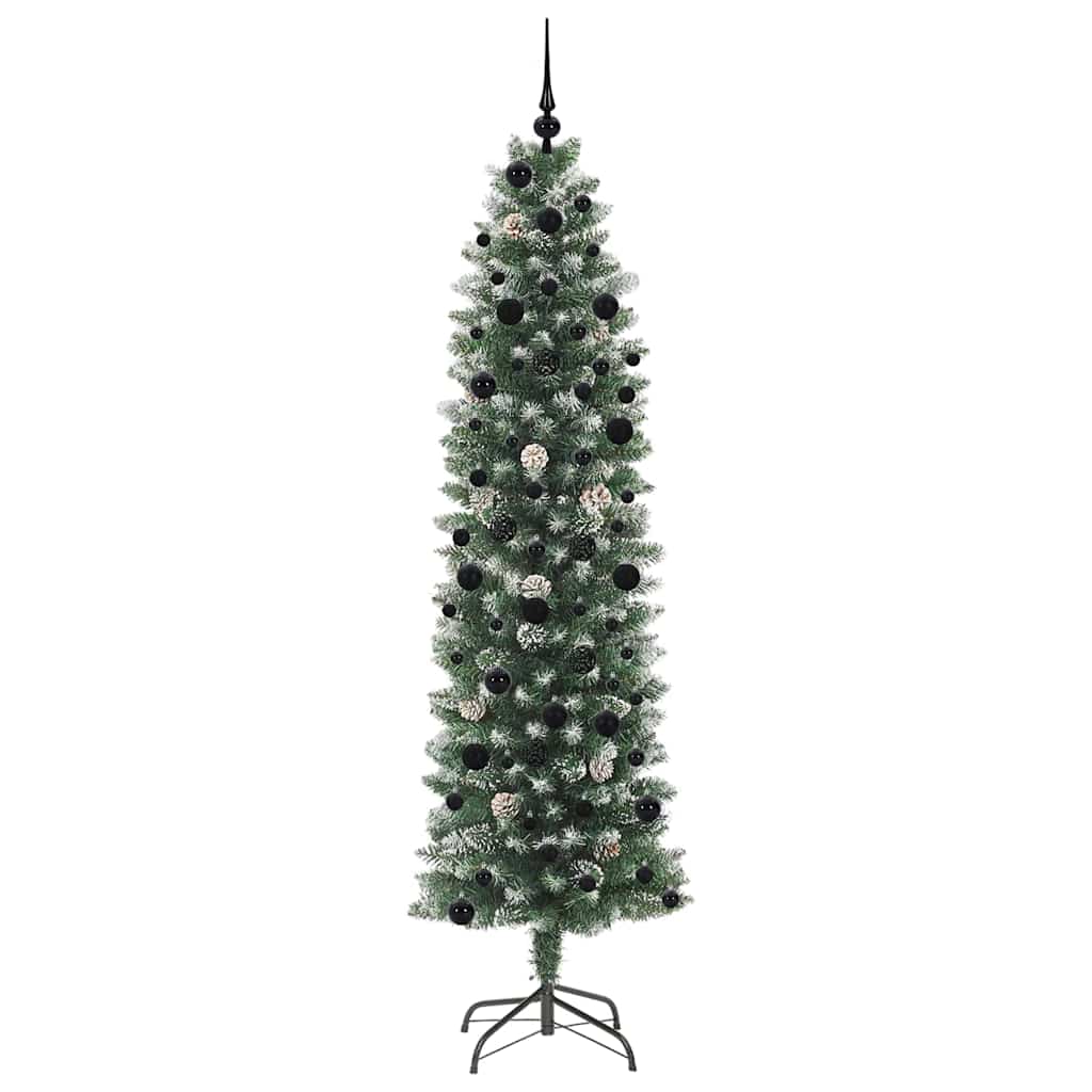 Artificial Slim Christmas Tree Green and White 240 cm