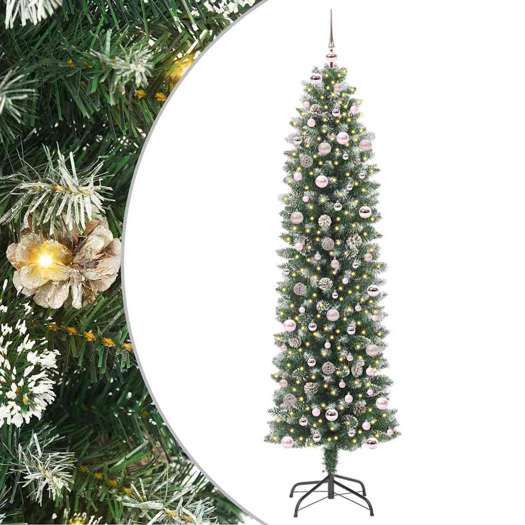 Artificial Slim Christmas Tree Green and White 240 cm
