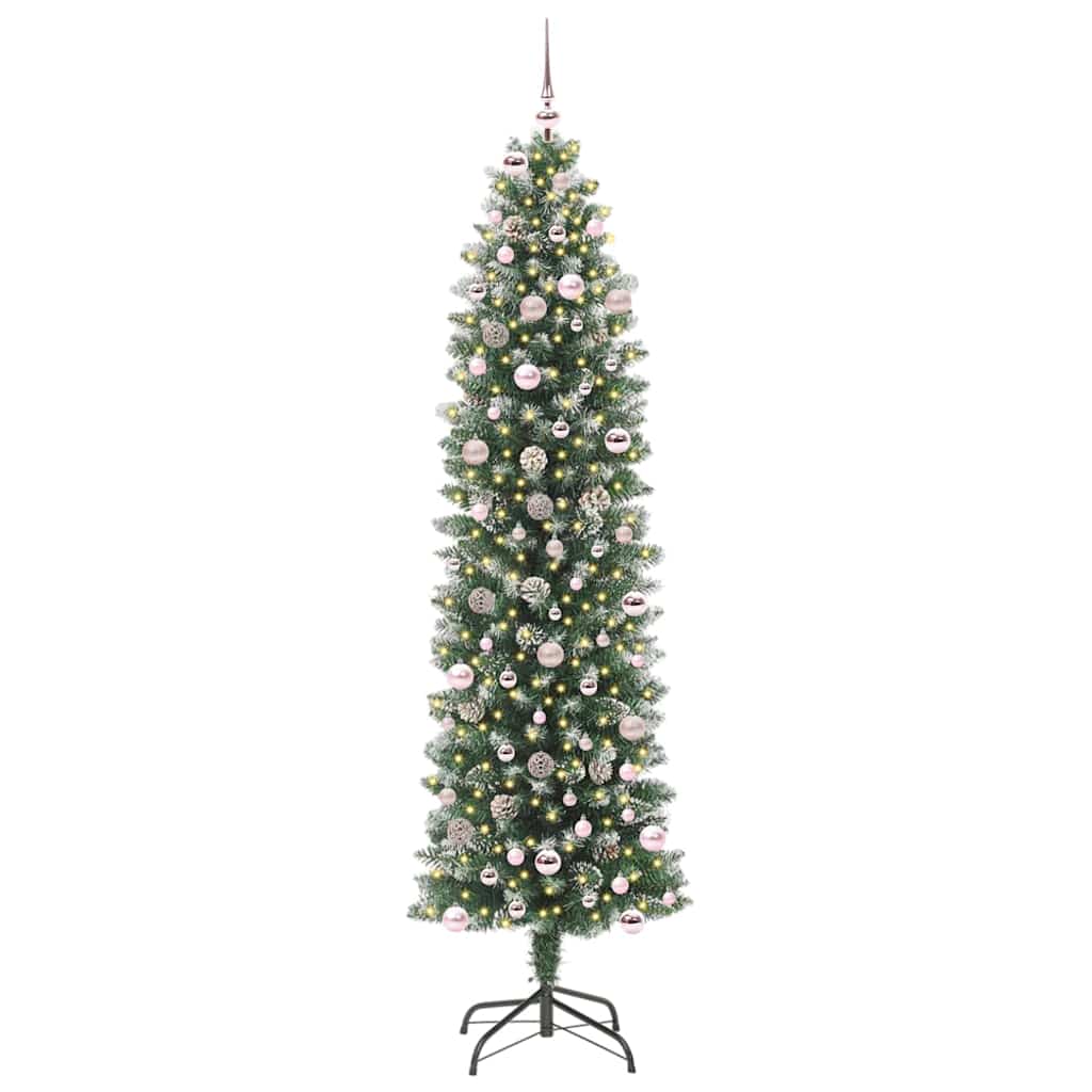 Artificial Slim Christmas Tree Green and White 240 cm