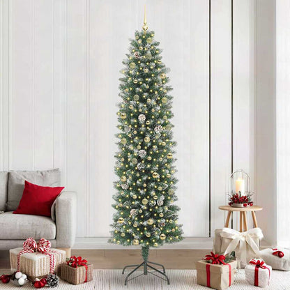 Artificial Slim Christmas Tree Green and White 240 cm