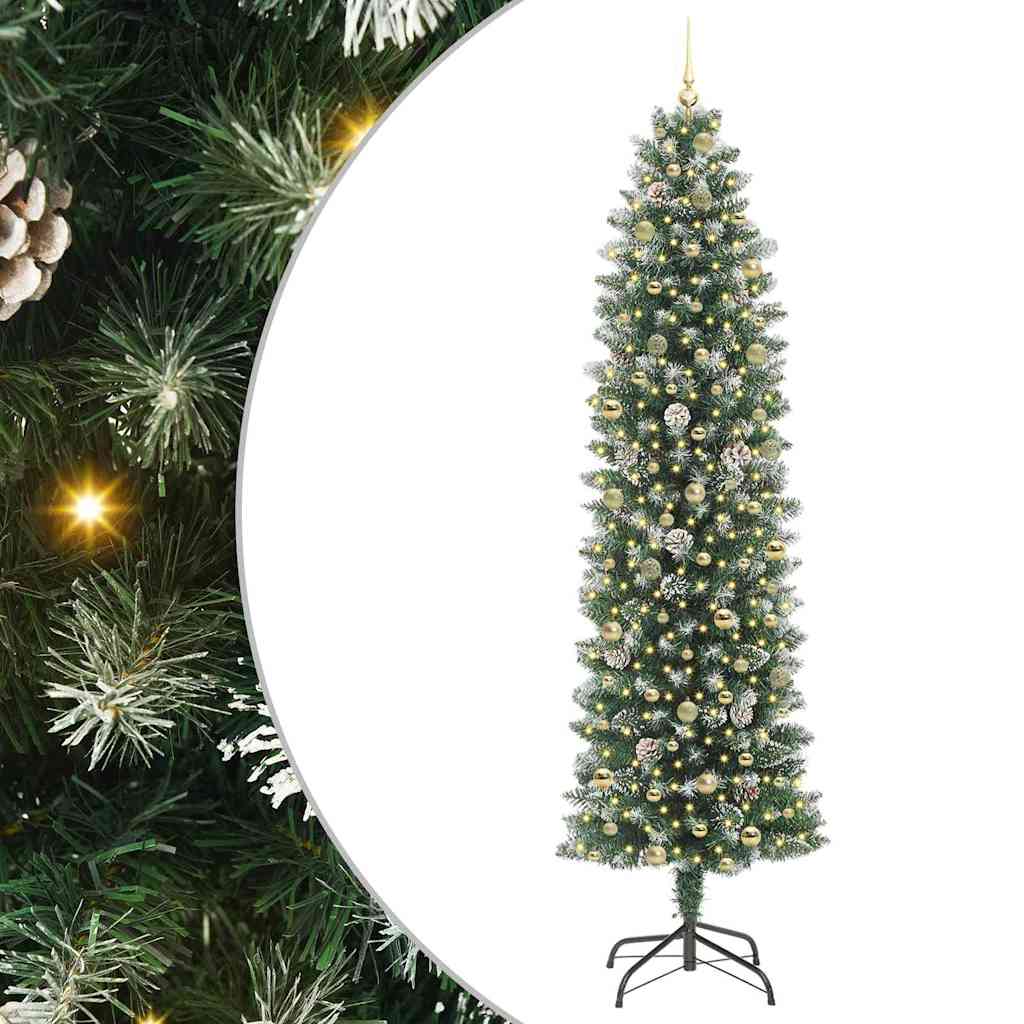 Artificial Slim Christmas Tree Green and White 240 cm
