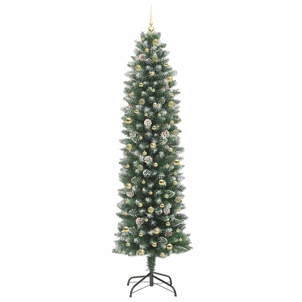 Artificial Slim Christmas Tree Green and White 240 cm
