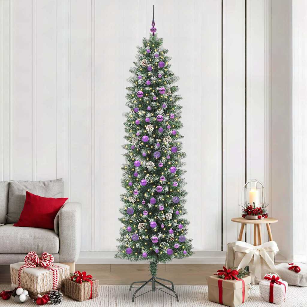 Artificial Slim Christmas Tree Green and White 240 cm