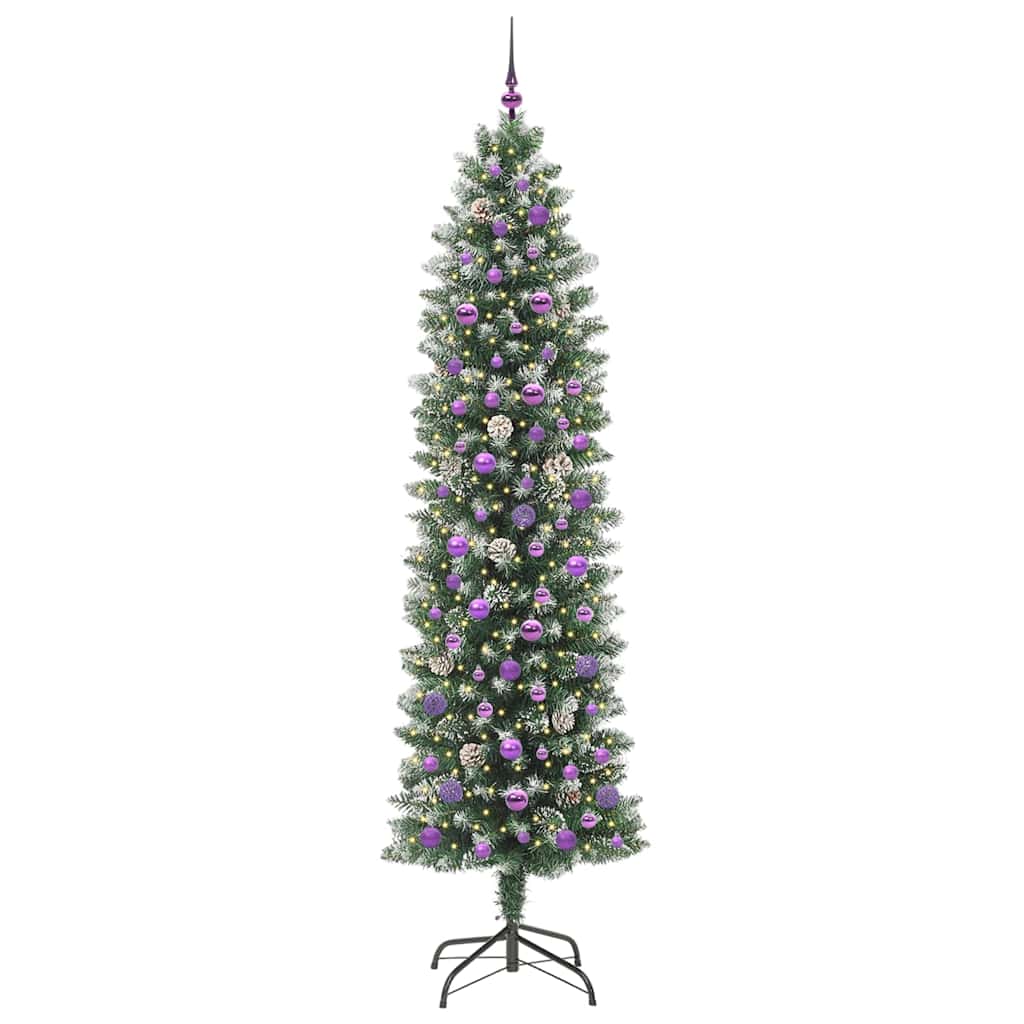 Artificial Slim Christmas Tree Green and White 240 cm