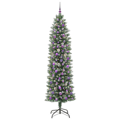 Artificial Slim Christmas Tree Green and White 240 cm