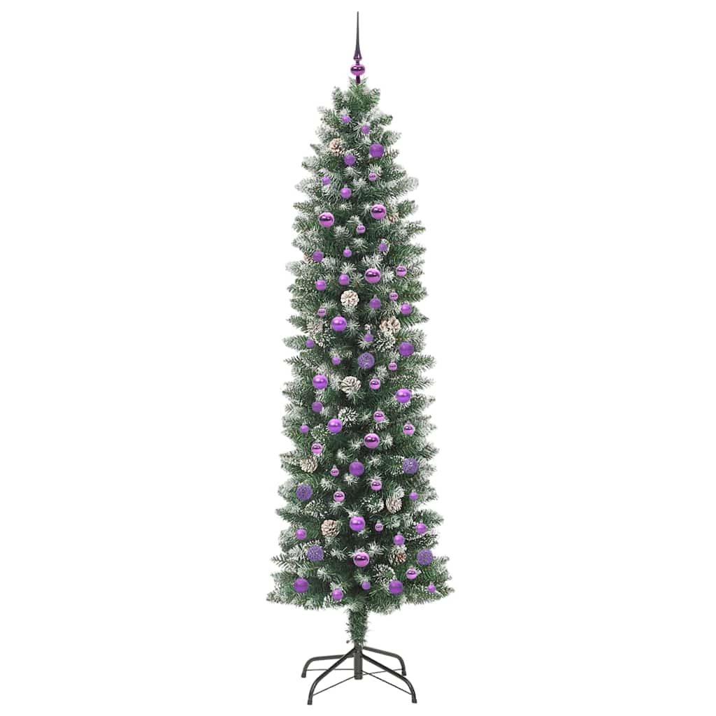 Artificial Slim Christmas Tree Green and White 240 cm
