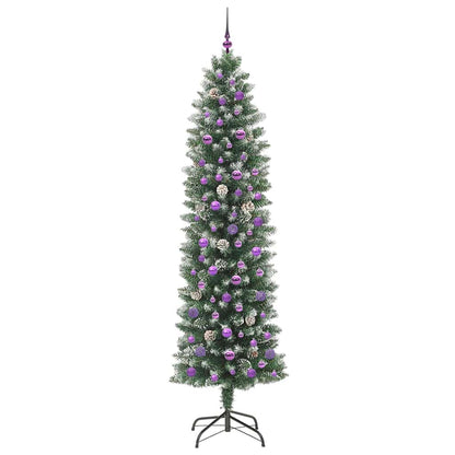 Artificial Slim Christmas Tree Green and White 240 cm