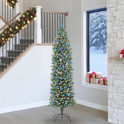 Artificial Slim Christmas Tree Green and White 240 cm