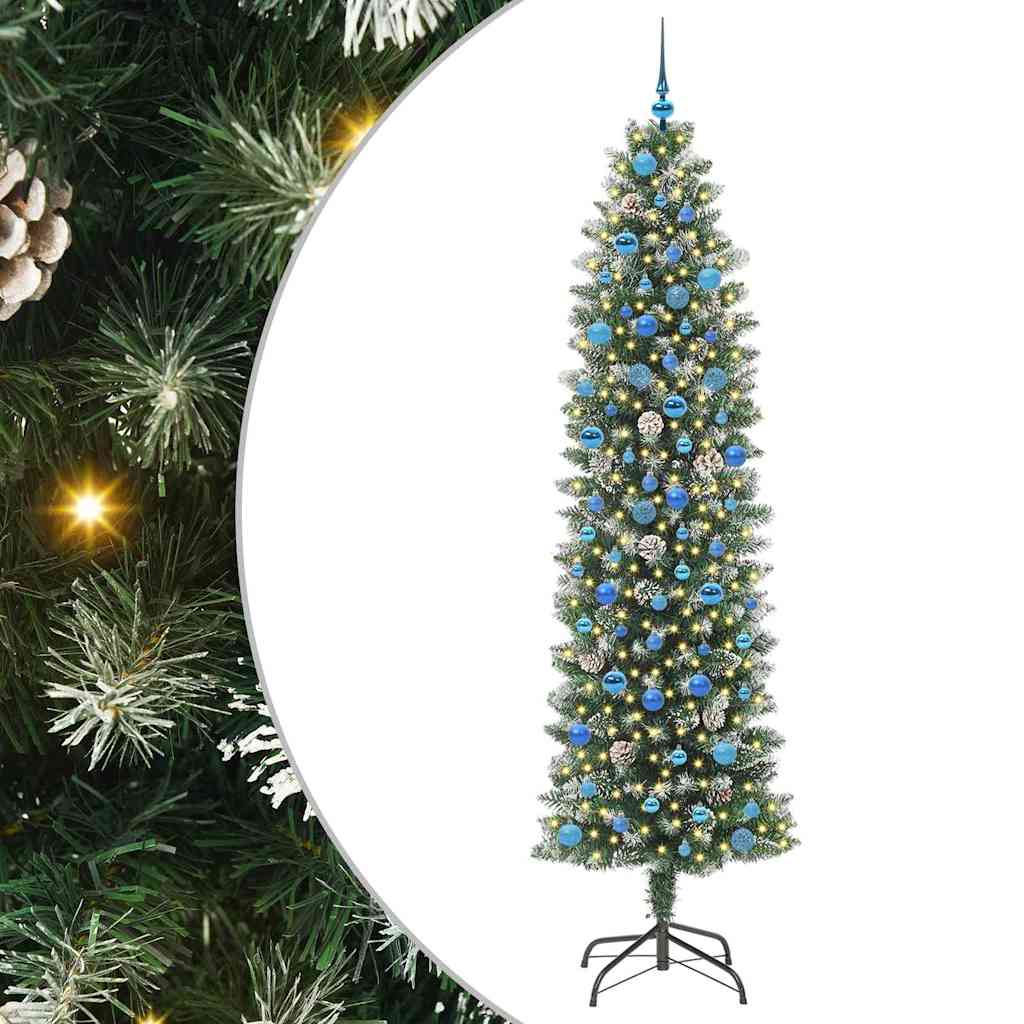 Artificial Slim Christmas Tree Green and White 240 cm