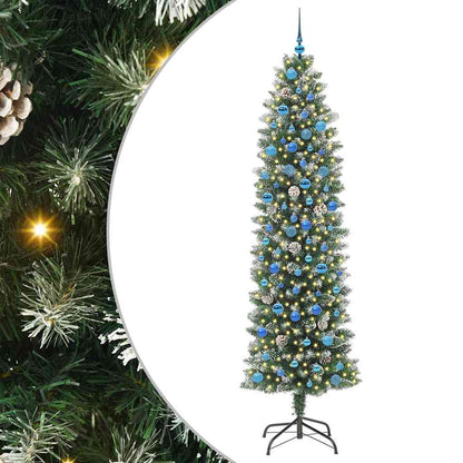 Artificial Slim Christmas Tree Green and White 240 cm