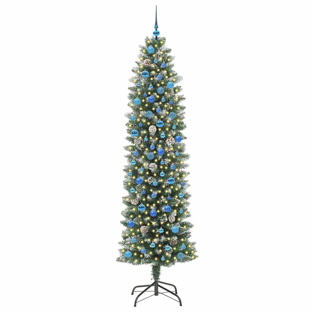 Artificial Slim Christmas Tree Green and White 240 cm