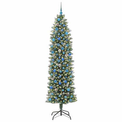 Artificial Slim Christmas Tree Green and White 240 cm