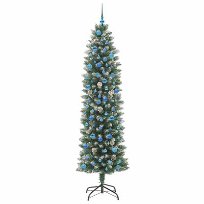 Artificial Slim Christmas Tree Green and White 240 cm