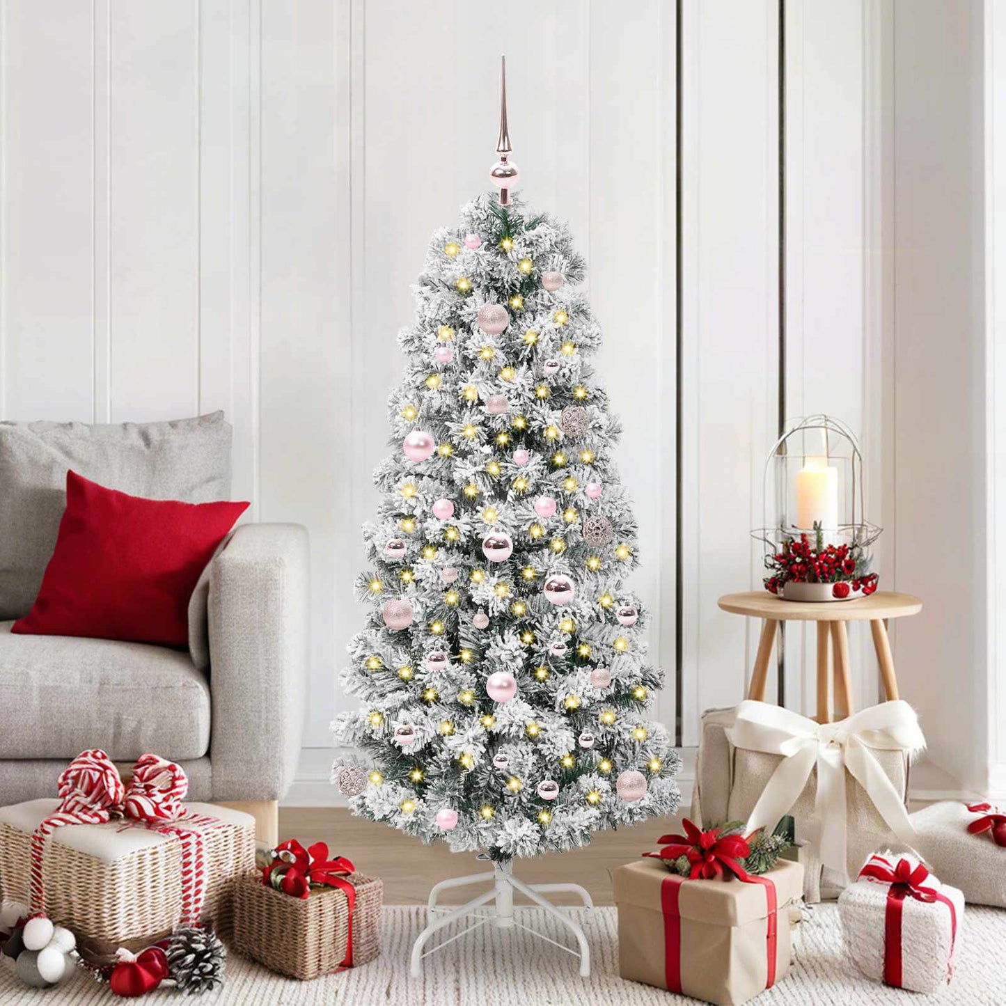 Artificial Hinged Christmas Tree Green and White 150 cm