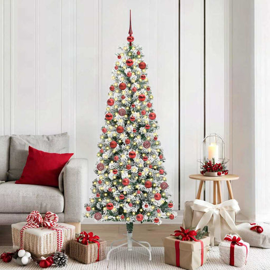 Artificial Hinged Christmas Tree Green and White 180 cm