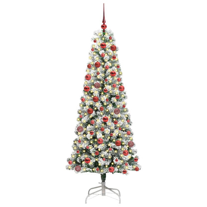 Artificial Hinged Christmas Tree Green and White 180 cm