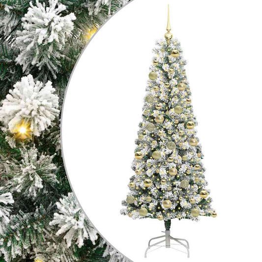Artificial Hinged Christmas Tree Green and White 180 cm