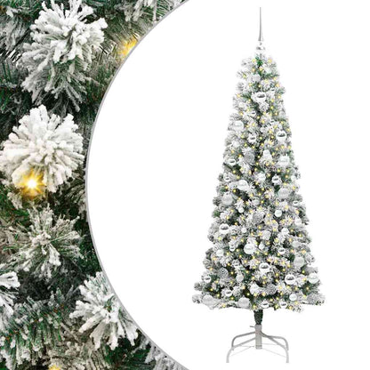 Artificial Hinged Christmas Tree Green and White 180 cm