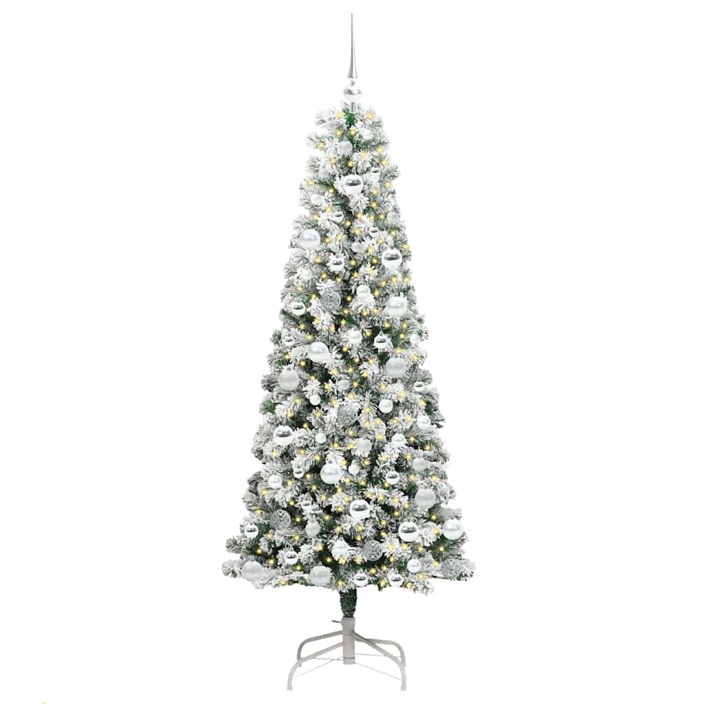 Artificial Hinged Christmas Tree Green and White 180 cm